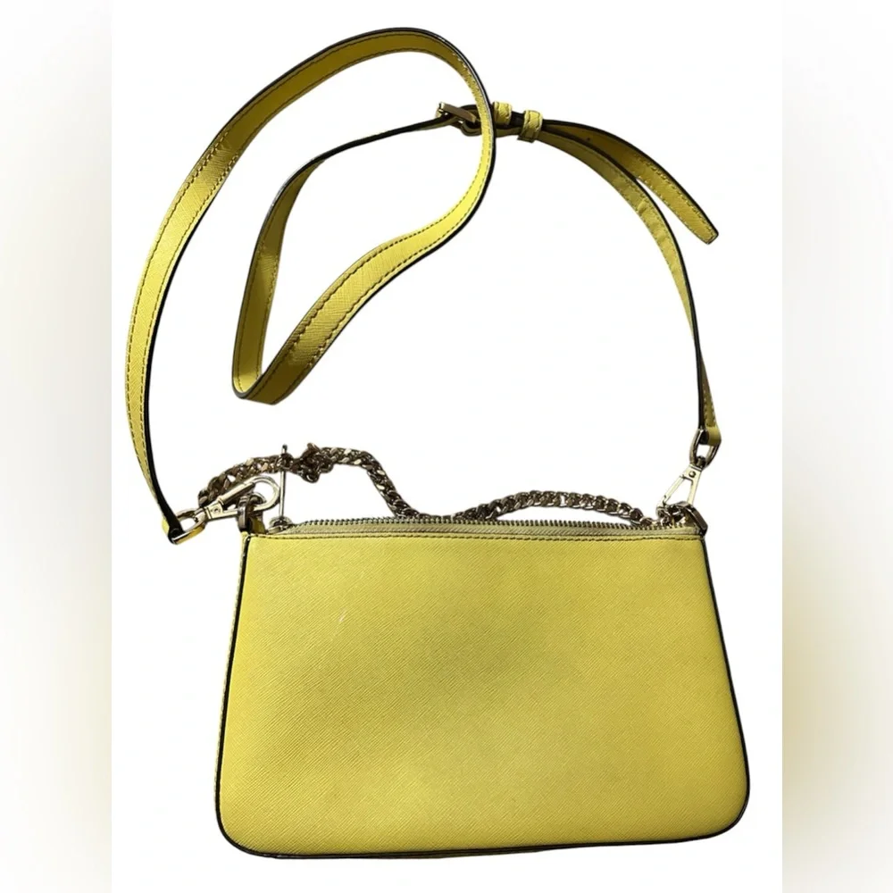 Michael Kors Lemon Yellow Leather Crossbody with Chain Detail